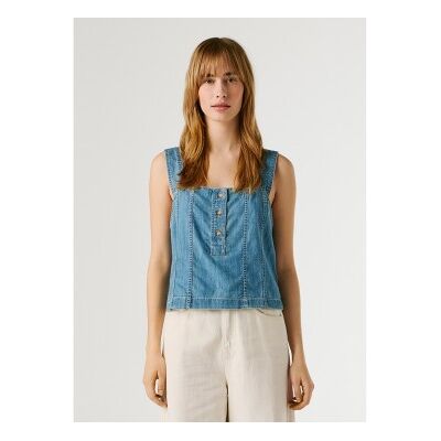 Pepe Jeans für Damen. PL3051437 Oberteil Bridget blau (S), Lässig, Baumwolle, Ärmellos / Hosenträger Pepe Jeans für Damen. PL3051437 Oberteil Bridget blau (S), Lässig, Baumwolle, Ärmellos / Hosenträger
