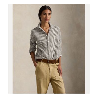 Polo Ralph Lauren für Damen. 211A96158007 Braunes Leinenhemd in klassischer Passform (L), Lässig, Langarm Polo Ralph Lauren für Damen. 211A96158007 Braunes Leinenhemd in klassischer Passform (L), Lässig, Langarm