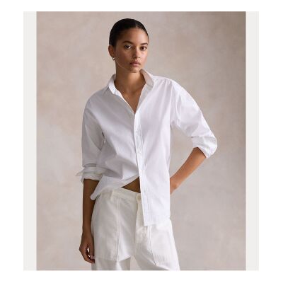 Polo Ralph Lauren für Damen. 211956605001 Relaxed Fit Baumwollhemd weiß (L), Lässig, Baumwolle, Langarm Polo Ralph Lauren für Damen. 211956605001 Relaxed Fit Baumwollhemd weiß (L), Lässig, Baumwolle, Langarm