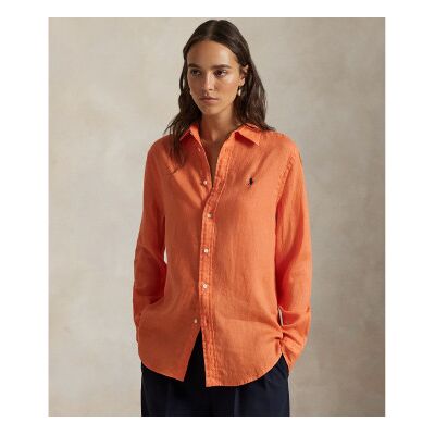 Polo Ralph Lauren für Damen. 211970730500 Leinenhemd Classic Fit orange (XL), Lässig, Langarm Polo Ralph Lauren für Damen. 211970730500 Leinenhemd Classic Fit orange (XL), Lässig, Langarm