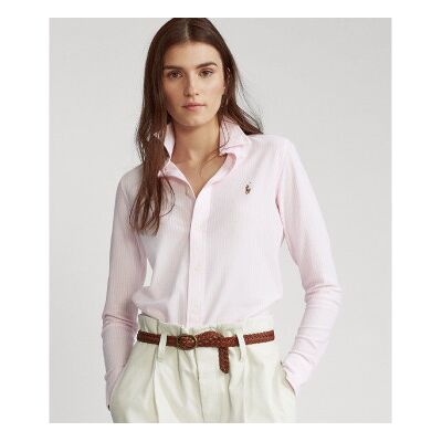 Polo Ralph Lauren für Damen. 211664416001 Rosa gestreiftes Oxford-Strickhemd (XS), Lässig, Baumwolle, Langarm Polo Ralph Lauren für Damen. 211664416001 Rosa gestreiftes Oxford-Strickhemd (XS), Lässig, Baumwolle, Langarm
