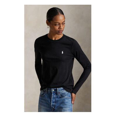 Polo Ralph Lauren für Damen. 211B14604004 Classic Fit T-Shirt aus schwarzem Baumwollstrick (XXS), Lässig, Baumwolle, Langarm Polo Ralph Lauren für Damen. 211B14604004 Classic Fit T-Shirt aus schwarzem Baumwollstrick (XXS), Lässig, Baumwolle, Langarm