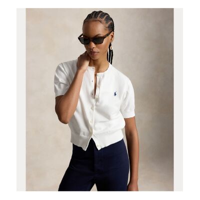 Polo Ralph Lauren für Damen. 211A12718001 Strickjacke Ärmel weiß (L), Lässig, Baumwolle Polo Ralph Lauren für Damen. 211A12718001 Strickjacke Ärmel weiß (L), Lässig, Baumwolle