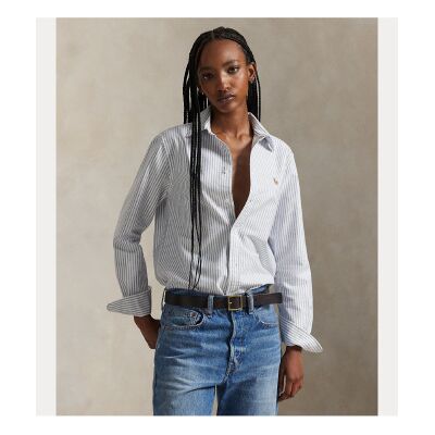 Polo Ralph Lauren für Damen. 211971500001 Klassisches Hemd gestreiftes Oxford weiß, blau (S), Lässig, Baumwolle, Langarm Polo Ralph Lauren für Damen. 211971500001 Klassisches Hemd gestreiftes Oxford weiß, blau (S), Lässig, Baumwolle, Langarm