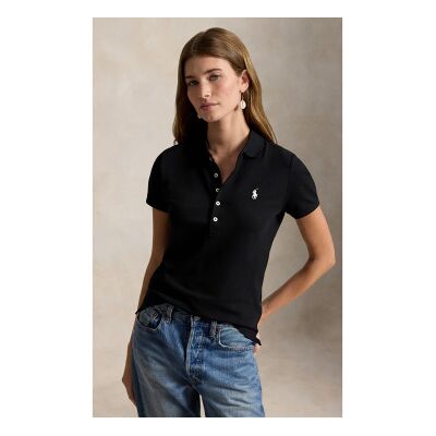 Polo Ralph Lauren für Damen. 211B18200011 Slim Fit Stretch Poloshirt schwarz (M), Lässig, Baumwolle, Kurzarm Polo Ralph Lauren für Damen. 211B18200011 Slim Fit Stretch Poloshirt schwarz (M), Lässig, Baumwolle, Kurzarm