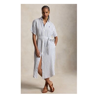 Polo Ralph Lauren für Damen. 211965843501 Gestreiftes Leinenkleid blau (42), Lässig, Kurzarm Polo Ralph Lauren für Damen. 211965843501 Gestreiftes Leinenkleid blau (42), Lässig, Kurzarm