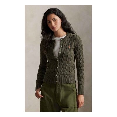 Polo Ralph Lauren für Damen. 211971868500 Grüner Cardigan aus Baumwolle mit Zopfmuster (XXS), Lässig Polo Ralph Lauren für Damen. 211971868500 Grüner Cardigan aus Baumwolle mit Zopfmuster (XXS), Lässig