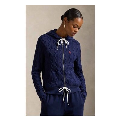 Polo Ralph Lauren für Damen. 211959124001 Marineblauer Hoodie mit Zopfmuster (XXS), Lässig, Baumwolle Polo Ralph Lauren für Damen. 211959124001 Marineblauer Hoodie mit Zopfmuster (XXS), Lässig, Baumwolle