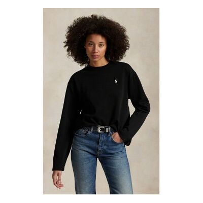 Polo Ralph Lauren für Damen. 211967105002 Schwarzes T-Shirt aus Baumwolljersey (XL), Lässig, Baumwolle, Langarm Polo Ralph Lauren für Damen. 211967105002 Schwarzes T-Shirt aus Baumwolljersey (XL), Lässig, Baumwolle, Langarm