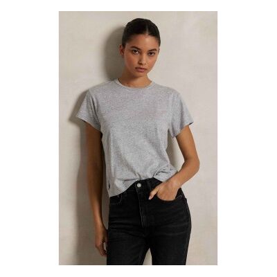Polo Ralph Lauren für Damen. 211967102003 Shrunken Fit klassisches Strick-T-Shirt grau (XS), Lässig, Baumwolle, Kurzarm Polo Ralph Lauren für Damen. 211967102003 Shrunken Fit klassisches Strick-T-Shirt grau (XS), Lässig, Baumwolle, Kurzarm