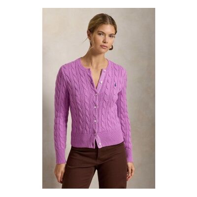Polo Ralph Lauren für Damen. 211971868511 Cardigan aus Baumwolle mit rosa Zopfmuster (XL), Lässig Polo Ralph Lauren für Damen. 211971868511 Cardigan aus Baumwolle mit rosa Zopfmuster (XL), Lässig