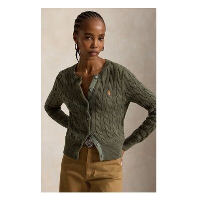 Polo Ralph Lauren für Damen. 211971868512 Grüner Cardigan aus Baumwolle mit Zopfmuster (S), Lässig Polo Ralph Lauren für Damen. 211971868512 Grüner Cardigan aus Baumwolle mit Zopfmuster (S), Lässig