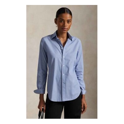 Polo Ralph Lauren für Damen. 211941509004 Blaues Fil-à-Fil-Hemd aus elastischer Baumwolle (46), Lässig, Langarm Polo Ralph Lauren für Damen. 211941509004 Blaues Fil-à-Fil-Hemd aus elastischer Baumwolle (46), Lässig, Langarm