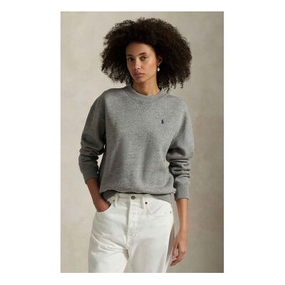 Polo Ralph Lauren für Damen. 211971697004 Fleece-Sweatshirt mit grauem Rundhalsausschnitt (XS), Lässig, Baumwolle Polo Ralph Lauren für Damen. 211971697004 Fleece-Sweatshirt mit grauem Rundhalsausschnitt (XS), Lässig, Baumwolle