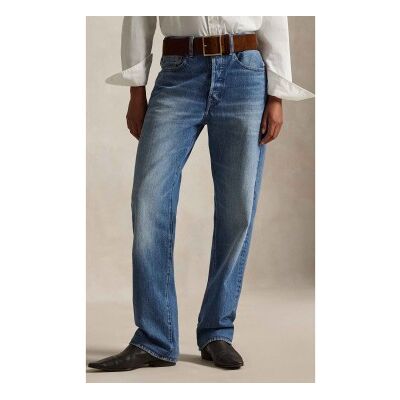 Polo Ralph Lauren für Damen. 211969410001 Relaxed Straight Fit Jeans mit hohem Bund blau (34/32), Lässig, Baumwolle, Denim Polo Ralph Lauren für Damen. 211969410001 Relaxed Straight Fit Jeans mit hohem Bund blau (34/32), Lässig, Baumwolle, Denim