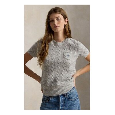 Polo Ralph Lauren für Damen. 211A92271001 Jersey Geflochten weiß grau (XL), Lässig, Baumwolle, Langarm Polo Ralph Lauren für Damen. 211A92271001 Jersey Geflochten weiß grau (XL), Lässig, Baumwolle, Langarm
