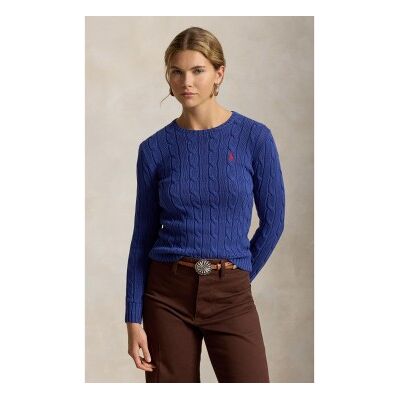 Polo Ralph Lauren für Damen. 211971869509 Blauer Baumwollpullover mit Zopfmuster (M), Lässig, Baumwolle, Langarm Polo Ralph Lauren für Damen. 211971869509 Blauer Baumwollpullover mit Zopfmuster (M), Lässig, Baumwolle, Langarm