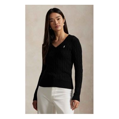Polo Ralph Lauren für Damen. 211971870002 Baumwollpullover aus schwarzem ecrufarbenem Strickjersey (L), Lässig, Baumwolle Polo Ralph Lauren für Damen. 211971870002 Baumwollpullover aus schwarzem ecrufarbenem Strickjersey (L), Lässig, Baumwolle