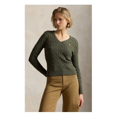 Polo Ralph Lauren für Damen. 211971870511 Grüner Baumwollpullover mit Zopfmuster (XS), Lässig, Baumwolle, Langarm Polo Ralph Lauren für Damen. 211971870511 Grüner Baumwollpullover mit Zopfmuster (XS), Lässig, Baumwolle, Langarm