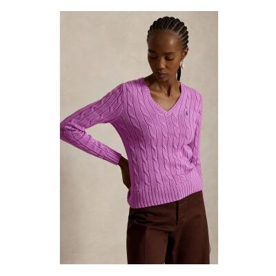Polo Ralph Lauren für Damen. 211971870513 Pullover aus Baumwolle mit Zopfmuster in Rosa (M), Lässig, Langarm Polo Ralph Lauren für Damen. 211971870513 Pullover aus Baumwolle mit Zopfmuster in Rosa (M), Lässig, Langarm