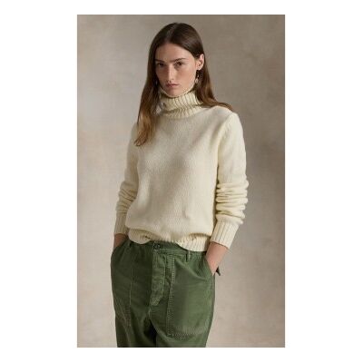 Polo Ralph Lauren für Damen. 211891667001 Cremefarbener Wollpullover mit Rollkragen (M), Weiß, Lässig, Wolle, Langarm Polo Ralph Lauren für Damen. 211891667001 Cremefarbener Wollpullover mit Rollkragen (M), Weiß, Lässig, Wolle, Langarm