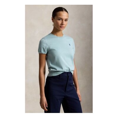 Polo Ralph Lauren für Damen. 211971872506 Kurzärmeliger Pullover mit Rundhalsausschnitt in Türkis (L), Lässig, Baumwolle, Kurzarm Polo Ralph Lauren für Damen. 211971872506 Kurzärmeliger Pullover mit Rundhalsausschnitt in Türkis (L), Lässig, Baumwolle, Kurzarm