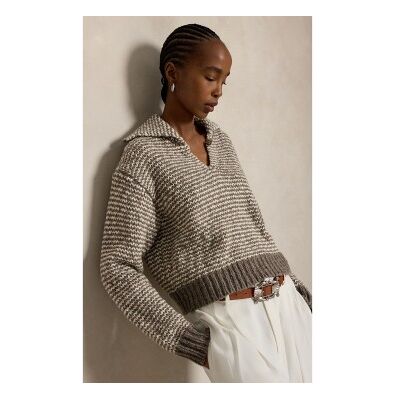 Polo Ralph Lauren für Damen. 211B17754001 Pullover aus Baumwollmischung mit braunen Streifen (XS), Lässig, Baumwolle, Langarm Polo Ralph Lauren für Damen. 211B17754001 Pullover aus Baumwollmischung mit braunen Streifen (XS), Lässig, Baumwolle, Langarm
