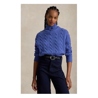 Polo Ralph Lauren für Damen. 211972129501 Poloshirt aus Wolle und Kaschmir in Blau (S), Lässig, Langarm Polo Ralph Lauren für Damen. 211972129501 Poloshirt aus Wolle und Kaschmir in Blau (S), Lässig, Langarm