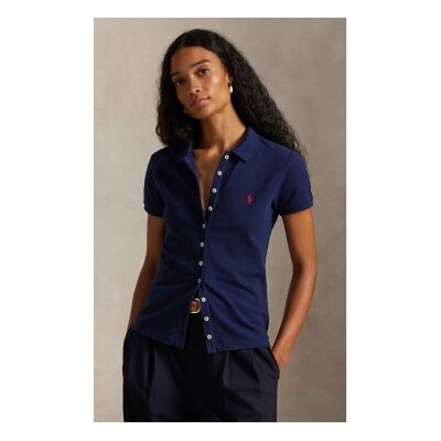 Polo Ralph Lauren für Damen. 211939272001 Poloshirt mit blauer Knopfleiste (XXS), Lässig, Baumwolle, Kurzarm, Marine Polo Ralph Lauren für Damen. 211939272001 Poloshirt mit blauer Knopfleiste (XXS), Lässig, Baumwolle, Kurzarm, Marine