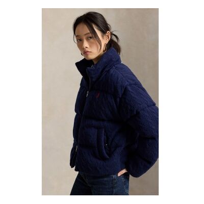 Polo Ralph Lauren für Damen. 211A10457002 Wattierte Jacke aus marineblauer Wolle und Kaschmir (M), Lässig Polo Ralph Lauren für Damen. 211A10457002 Wattierte Jacke aus marineblauer Wolle und Kaschmir (M), Lässig
