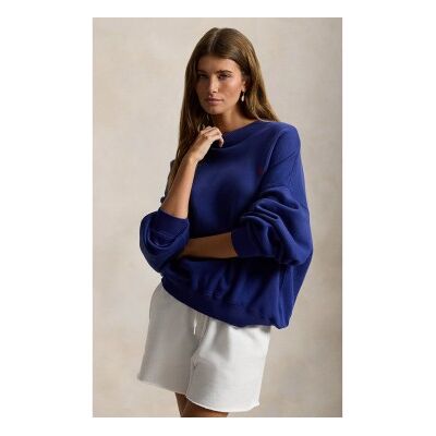 Polo Ralph Lauren für Damen. 211A96258001 Fleece-Sweatshirt mit blauem Rundhalsausschnitt (XXS), Lässig, Baumwolle, Langarm Polo Ralph Lauren für Damen. 211A96258001 Fleece-Sweatshirt mit blauem Rundhalsausschnitt (XXS), Lässig, Baumwolle, Langarm