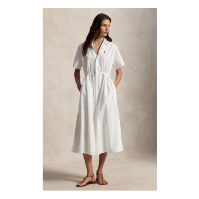 Polo Ralph Lauren für Damen. 211B18195001 Langes weißes Hemdkleid aus Baumwolle (34), Lässig, Kurzarm Polo Ralph Lauren für Damen. 211B18195001 Langes weißes Hemdkleid aus Baumwolle (34), Lässig, Kurzarm