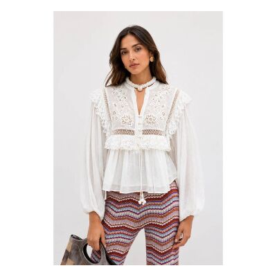 Rixo für Damen. 030.06130.226.08859 Bluse Diann weiß (XS), Lässig, Langarm, Recycelte Baumwolle Rixo für Damen. 030.06130.226.08859 Bluse Diann weiß (XS), Lässig, Langarm, Recycelte Baumwolle
