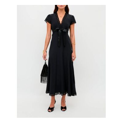 Rixo für Damen. 010.02400.324.02274 Marlice Kleid schwarz (M), Lässig, Party, Seide, Kurzarm Rixo für Damen. 010.02400.324.02274 Marlice Kleid schwarz (M), Lässig, Party, Seide, Kurzarm