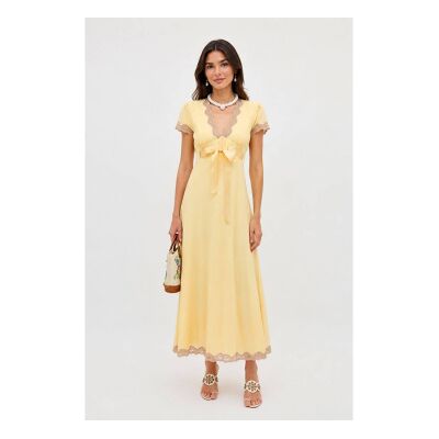 Rixo für Damen. 010.02400.226.07923 Marlice Kleid gelb (S), Lässig, Seide, Kurzarm Rixo für Damen. 010.02400.226.07923 Marlice Kleid gelb (S), Lässig, Seide, Kurzarm
