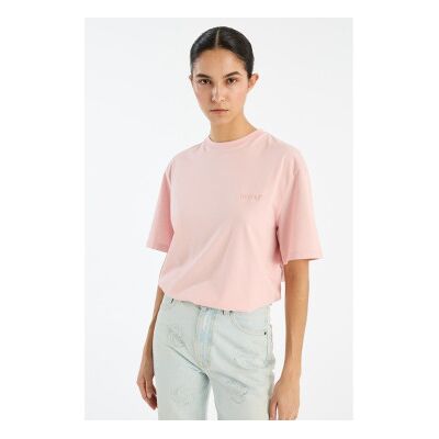 Rotate für Damen. 1124451011 Rosa T-Shirt in Übergröße (S), Lässig, Kurzarm, Bio-Baumwolle, Nachhaltig Rotate für Damen. 1124451011 Rosa T-Shirt in Übergröße (S), Lässig, Kurzarm, Bio-Baumwolle, Nachhaltig