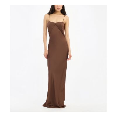Rotate für Damen. 1159072037 Braunes Satin Maxi-Slipkleid (34), Lässig, Recyceltes Polyester, Nachhaltig Rotate für Damen. 1159072037 Braunes Satin Maxi-Slipkleid (34), Lässig, Recyceltes Polyester, Nachhaltig