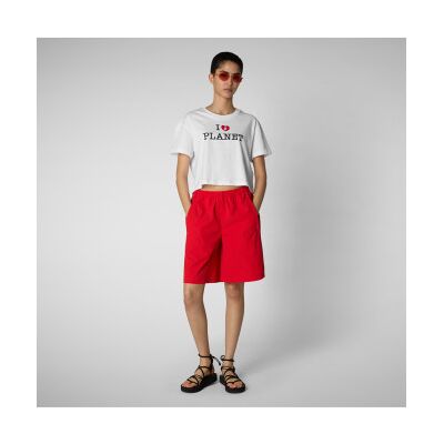 Save The Duck für Damen. DT2228W-BESY20 I Love Planet T-shirt weiß (M), Lässig, Baumwolle, Kurzarm Save The Duck für Damen. DT2228W-BESY20 I Love Planet T-shirt weiß (M), Lässig, Baumwolle, Kurzarm