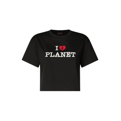 Save The Duck für Damen. DT2228W-BESY20 I Love Planet T-shirt schwarz (L), Lässig, Baumwolle, Kurzarm Save The Duck für Damen. DT2228W-BESY20 I Love Planet T-shirt schwarz (L), Lässig, Baumwolle, Kurzarm