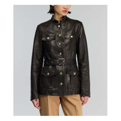 Semicouture für Damen. Y5WT25 Jacke Delia schwarz (38), Lässig, Leder Semicouture für Damen. Y5WT25 Jacke Delia schwarz (38), Lässig, Leder