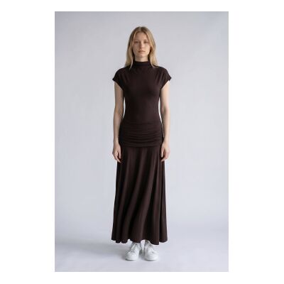 Semicouture für Damen. S6SQ14 Gwen Kleid braun (46), Lässig, Kurzarm Semicouture für Damen. S6SQ14 Gwen Kleid braun (46), Lässig, Kurzarm