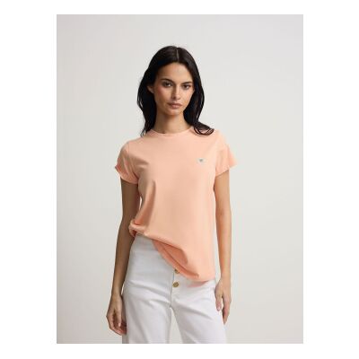 Silbon für Damen. S262040405194 Smile T-shirt orangefarbener Druck (M), Lässig, Baumwolle, Kurzarm Silbon für Damen. S262040405194 Smile T-shirt orangefarbener Druck (M), Lässig, Baumwolle, Kurzarm