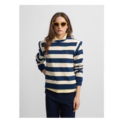 Silbon für Damen. S262041102153 Sweatshirt navy gestreifte Schultern (L), Lässig, Baumwolle, Marine Silbon für Damen. S262041102153 Sweatshirt navy gestreifte Schultern (L), Lässig, Baumwolle, Marine