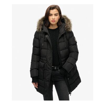 Superdry für Damen. W5011787A Schwarzer Everest Steppmantel aus Kunstfell in mittlerer Länge (S), Lässig, Recyceltes Polyester, Nachhaltig Superdry für Damen. W5011787A Schwarzer Everest Steppmantel aus Kunstfell in mittlerer Länge (S), Lässig, Recyceltes Polyester, Nachhaltig