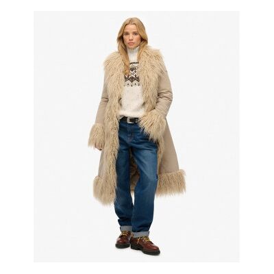 Superdry für Damen. W5012136A Afghanischer Mantel in Taupe (S), Lässig, Polyester Superdry für Damen. W5012136A Afghanischer Mantel in Taupe (S), Lässig, Polyester