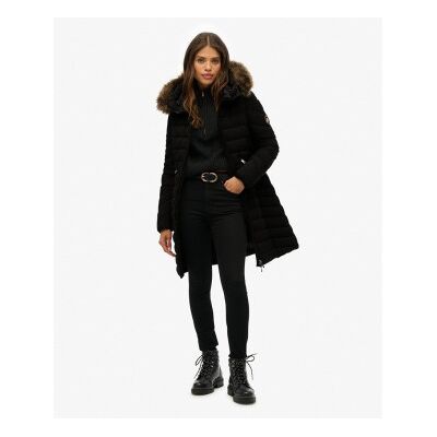 Superdry für Damen. W5011999A Fuji Faux Coat schwarz (S), Lässig, Polyester Superdry für Damen. W5011999A Fuji Faux Coat schwarz (S), Lässig, Polyester