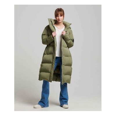 Superdry für Damen. W5011642A Gesteppter langer Mantel mit Kapuze grün (L), Lässig, Polyester, Nachhaltig Superdry für Damen. W5011642A Gesteppter langer Mantel mit Kapuze grün (L), Lässig, Polyester, Nachhaltig