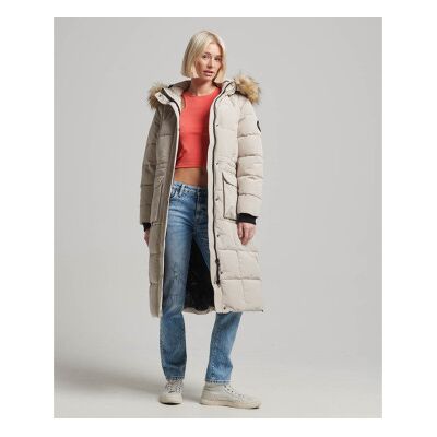 Superdry für Damen. W5011566A Langer Steppmantel Everest beige (S), Lässig, Polyester Superdry für Damen. W5011566A Langer Steppmantel Everest beige (S), Lässig, Polyester