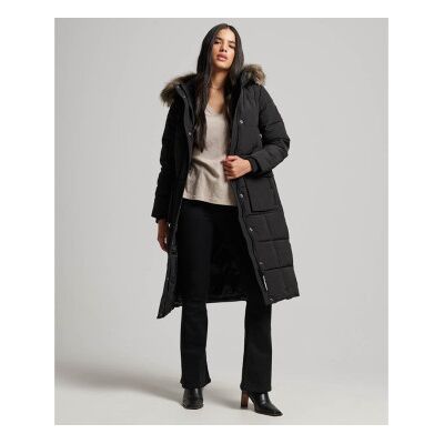 Superdry für Damen. W5011566A Langer Steppmantel Everest (S), Schwarz, Lässig, Polyester Superdry für Damen. W5011566A Langer Steppmantel Everest (S), Schwarz, Lässig, Polyester