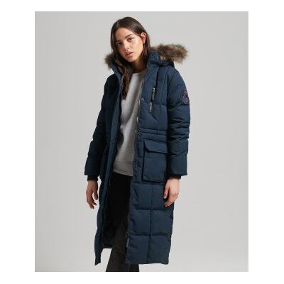 Superdry für Damen. W5010370A Langer Mantel aus Kunstpelz Everest navy (S), Lässig, Polyester, Nachhaltig, Marine Superdry für Damen. W5010370A Langer Mantel aus Kunstpelz Everest navy (S), Lässig, Polyester, Nachhaltig, Marine